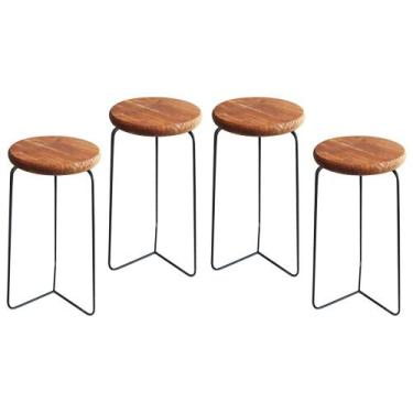 Imagem de Kit 4 Banqueta Banco Aço Média Cozinha Bar Balcão 60cm Altur - MM DECO