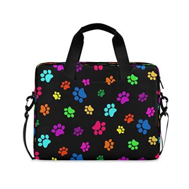 Imagem de Bolsa de laptop vintage girassol floral floral para laptop pasta para notebook bolsa de transporte para mulheres 15,6 40,6 cm, Estampa de pata multicolorida, 15.7 x 3 x 11.8 in