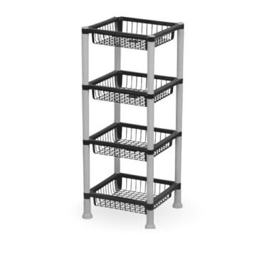 Imagem de Fruteira De Chão Cesto Organizador Quadrado 4 Andares - VPJ