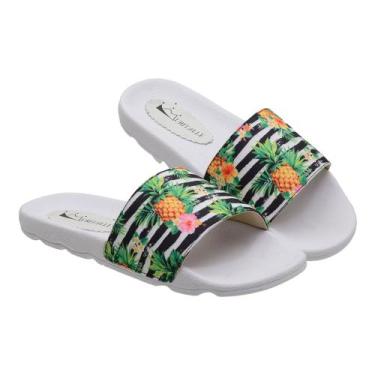 Imagem de Sandália Chinelo Feminino Slide Papete - Grife Muritalle, Abacaxi flor