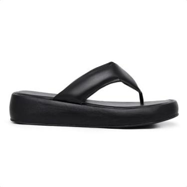 Imagem de Sandália Feminina Estilo Flat Plataforma - Novo Hábito, Preto, 38