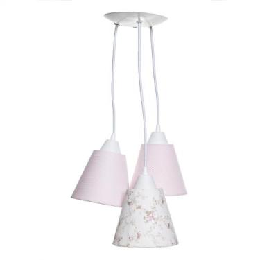 Imagem de Pendente Com 3 Cúpulas Rosa Quarto Bebê Infantil Menina - Potinho de M