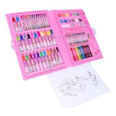 Imagem de Kit Maleta Escolar Princesa Com 86 pçs Canetinhas Coloridas. - toys