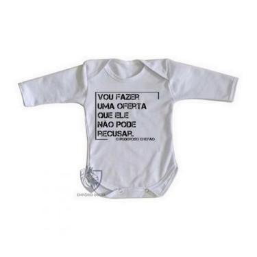 Imagem de body nenê criança roupa bebê manga longa Frase Poderoso Chefão - Empór