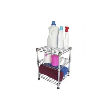 Imagem de Estante De Aço Cromada Com 3 Prateleiras Rack Aramado 1026 - Click Ara