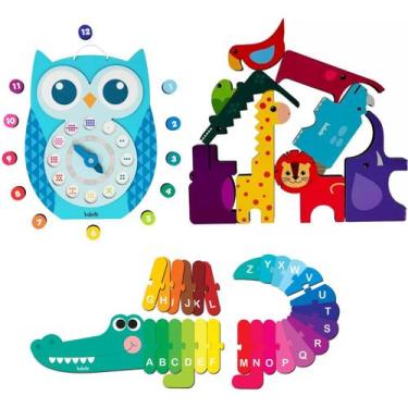 Imagem de Kit 3 Brinquedos Pedagógicos Coordenação Raciocínio +4 Anos - Babebi