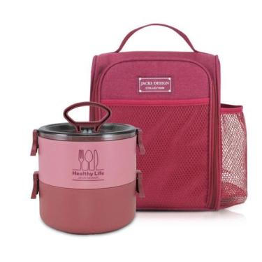 Imagem de Bolsa Térmica Lancheira Necessaire + Marmita Lanches Bebidas Fitness A