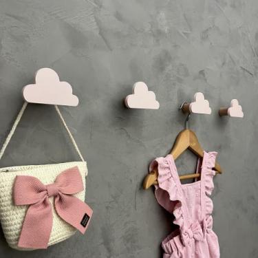 Imagem de 5 Ganchos de parede infantil menina decoração formatos rosa - Hanger D