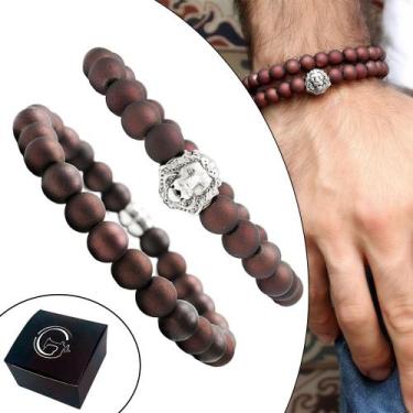 Imagem de Kit C/02 Pulseiras de Bolinha Masculina Vermelha Leão - GRANADO ACESSÓ
