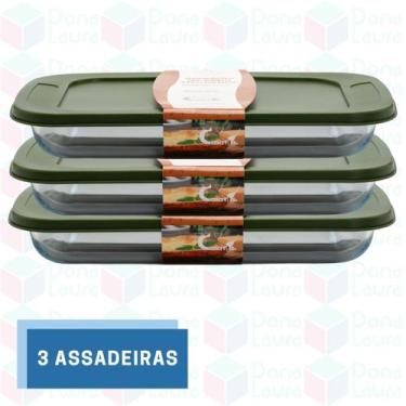 Imagem de 3uni Assadeira 3L Forno Airfryer Doces Mousse Torta Servir Mesa Posta 