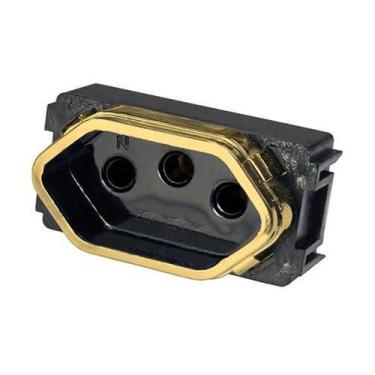 Imagem de Modulo Tomada 20A - Dicompel Novara Preto Brilhante Gold - D