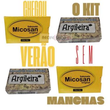 Imagem de Kit Verão Sem Manchas Micosan 2 sab + 2 pom + Argila Branca - Baruc Co