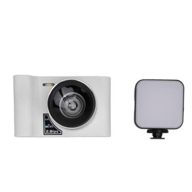 Imagem de Câmera Digital 2,5K 24MP Tela de 2,8 Polegadas Zoom Digital 16X Câmera Digital Multifuncional Câmera para Vlogging Com Luz de Preenchimento (Branco)