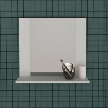 Imagem de Espelho com Moldura e 1 Prateleira - Branco - Tecno Mobili, Branco