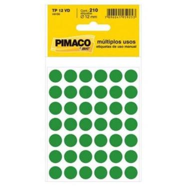 Imagem de Etiqueta Para Identificação Tp-12 Verde 12 Mm Com 210 Pimaco, Unico