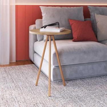 Imagem de Mesa Lateral de Apoio Estilo Industrial e Pés em Aço 48,5 cm - Artesan