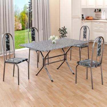 Imagem de Conjunto Sala de Jantar Mesa Retangular 120x75cm Tampo Granito Ocre 4 