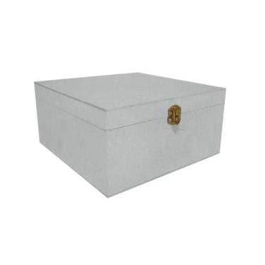 Imagem de Caixa Quadrada com Dobradiça e Fecho Ouro Velho 20x20x10 Kit 5un Mdf M