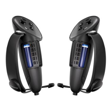 Imagem de annapro Punhos de controle G1 para Meta Quest 3S/Quest 3, alças ajustáveis e protetor de abertura de bateria, capa estendida adequada para mãos grandes, compatível com acessórios Quest 3S/3