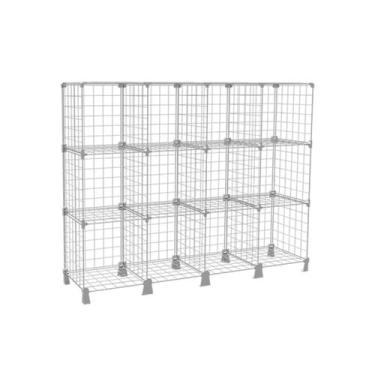 Imagem de Estante Balcão Expositor Aramado 12 Nichos Horizontal Branco Prateleir