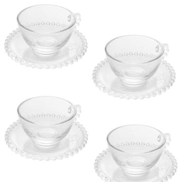 Imagem de Conjunto 4 Xícaras De Chá Com Pires Pearl Wolff 180 Ml Transparente