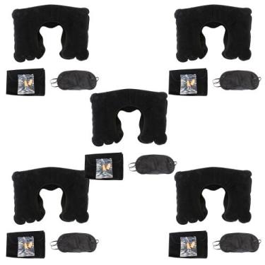 Imagem de 5 Kits de Viagem Com 3 Itens - Tapa Olho - Almofada - Protetor Auricul