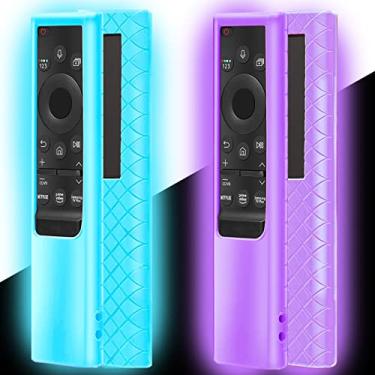 Imagem de Pacote com 2 capas compatíveis com controle remoto Samsung Smart TV, capa para Samsung Solar Cell Remote 2021/2022 BN59-01357 BN59-01385 BN59-01265A capa universal de silicone brilha no escuro