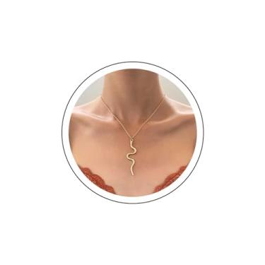 Imagem de YienDoo Colar de cobra punk gargantilha vintage com pingente de serpente dourada estilo punk viper, animal, serpente, minimalista, colar de cobra em Y, joia para mulheres e meninas, Zinco, Sem Pedra