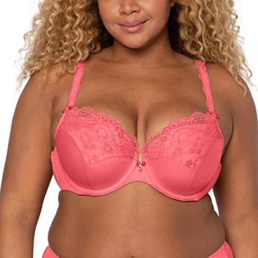 Imagem de Curvy Couture Tulipa feminina sexy renda plus size push up, Coral Sun Kissed, 46G