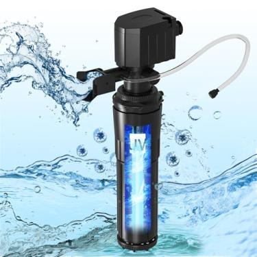 Imagem de hygger Filtro de aquário com luz U-V para tanque de 40 a 80 galões, filtro submersível multiuso para filtração/limpeza de algas/oxigenação/waveker/circulação