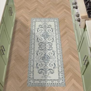 Imagem de Laura Ashley Sea Spray Blue Josette Medalhão Lavável na Máquina e Antiderrapante Tapete 66 cm x 152 cm