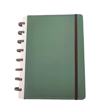 Imagem de Caderno de Disco 10 Matérias Folhas Removíveis Capa Dura Escolar Infinito Sistema Inteligente Coleção Color Clássico - Verde Clean (PEQUENO - A5)