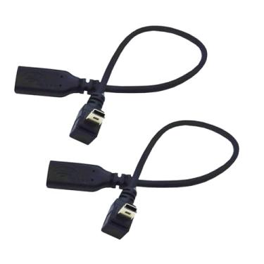 Imagem de Seadream Cabo USB C angular para mini USB, pacote com 2 cabos tipo C fêmea para 90 graus mini 5P USB macho conversor conector Adatepr cabo suporta carregamento e sincronização de dados (ângulo acima)