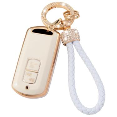 Imagem de HIBEYO Capa de chaveiro de 2 botões compatível com Honda X ADV SH 300 150 125 Forza PCX150 2018 Acessórios para motos Scooter Capa de chave TPU macio com chaveiros-Tipo I (2 botões)