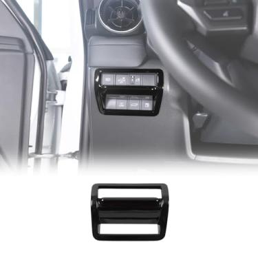 Imagem de Fgtagtal Capa de acabamento de painel de botão de interruptor de farol compatível com Toyota Land Cruiser Prado 250 2024 2025, capa decorativa de painel de interruptor de lâmpada de farol ABS (preto