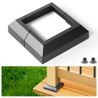Imagem de Aecxm 2Pack-Post/3.5" Base de Alumínio para Poste de Deck, para Grades de Deck, Escadas, Varandas E Outras Saias de Cobertura de Poste Dividido de Madeira (Preto)