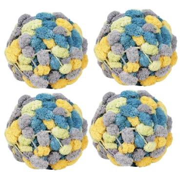Imagem de 4 bolas de fio Pomp-A-Doodle, 100% poliéster Jelly Bean POM-POM para crochê, cobertor de tricô, tapete para animais de estimação, 500 g (Ilha da Beleza, G)
