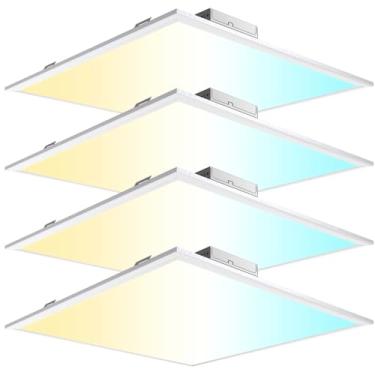 Imagem de AIKVSXER 40 W 2 x 2 lâmpadas LED de tela plana - pacote com 4 4400LM cores alternáveis 3000K/4000K/5000K, luzes de teto LED embutidas reguláveis, substituição fluorescente, luminária LED 2x2 para