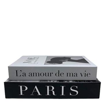 Imagem de Conjunto livro de papelão decorativo branco e preto moderno