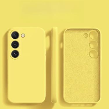 Imagem de Para S24 S23 S22 Ultra Plus Capa de silicone líquido para Samsung Galaxy S24 S23 S22 S 23 Ultra Plus S24Ultra Capa de telefone, amarelo, para Galaxy S23