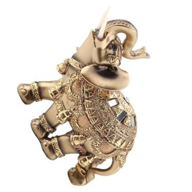 Imagem de Estátua de Elefante Dourado, Estatueta de Riqueza de Feng Shui da Sorte, Decoração Elegante para Casa (L)