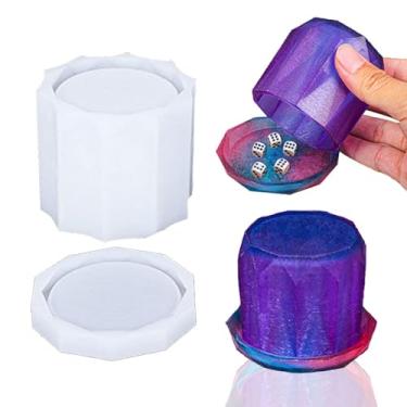 Imagem de BIGEBO Molde de resina para copo de dados, molde de cúpula de exibição de diamante, silicone com tampa, suporte de joias, molde de silicone, molde de fundição epóxi para decoração de casa de jogos de