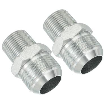 Imagem de PATIKIL Conector adaptador de tubo 1-5/40.6 cm macho 37 ° Flare JIC x 3/10.2 cm macho R encaixe de tubulação 2 peças conector hidráulico de encaixe de restrição de alimentação de óleo para sistema de