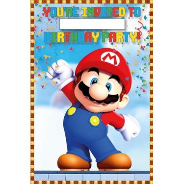 Imagem de Cartas de convites Super Mario – 25 convites para festas infantis de aniversário, batidas e temáticas, 10 x 15 cm, estilo cartão postal...