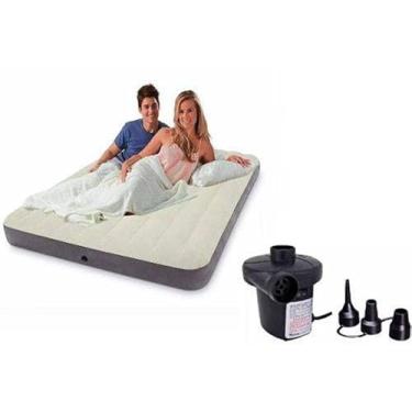 Imagem de Colchão Inflável CASAL Intex FIBER TECH #64709 com Bomba de Inflar Elétrica 220v