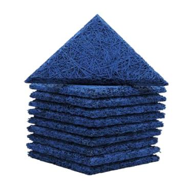 Imagem de Placa Acústica Antichama Isolante Térmico Redutor Ruído Painel Estúdio Proteção Reforço Decoração Ambientes Comerciais Residenciais Tratamento Sonoro Absorção Impacto (Azul Royal, 10 Triangulos)