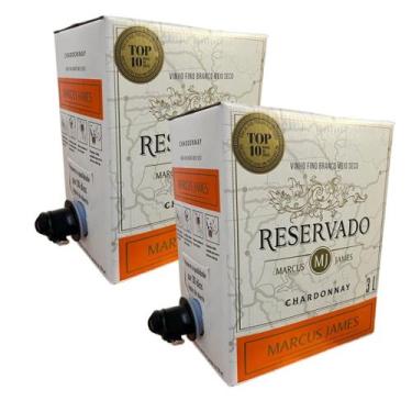 Imagem de Kit 2 Vinho Branco Chardonnay Meio Seco Marcus James 3litros