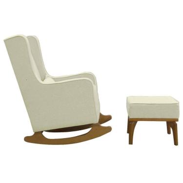 Imagem de Poltrona De Amamentação Aquila Retro Com Puff Élpis Móveis Veludo Bege
