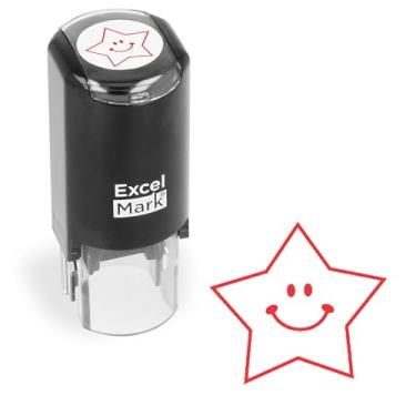 Imagem de Carimbo de professor redondo – Happy Star – Tinta vermelha, Stamp Only