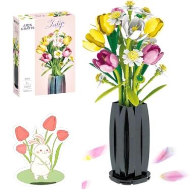 Imagem de GreenPastures Flower Bouquet Building Set - 1250 PCS DIY Tulips & Daisies with Vase, Creative Bouquet Decoration for Girls, Women & Adults, Gift for Valentine’s Day, Birthdays & Mother’s Day